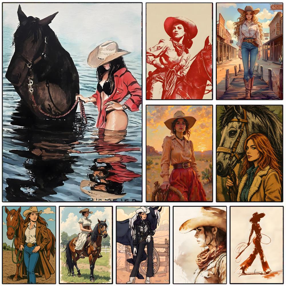 Vintage Collectible Posters - Vintage poster met een cowgirl-thema, voor