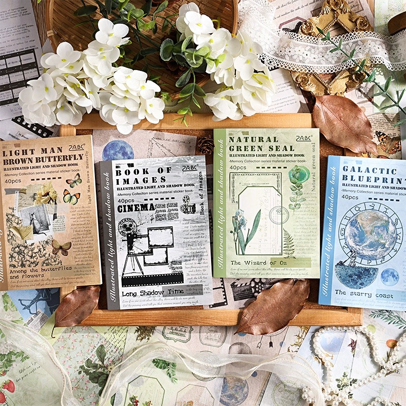 Vintage Collectible Books - 40 vellen geïllustreerd stickerboek uit de